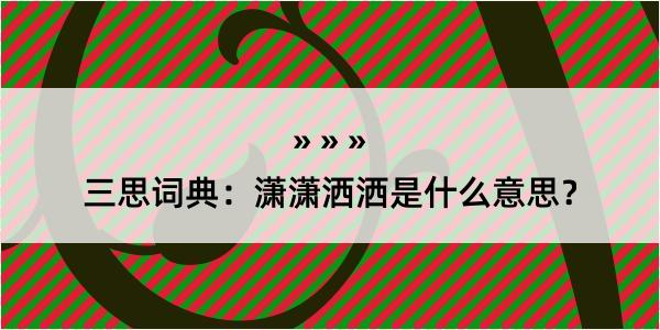 三思词典：潇潇洒洒是什么意思？