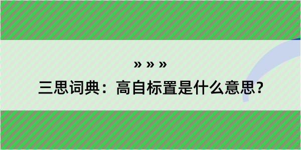 三思词典：高自标置是什么意思？