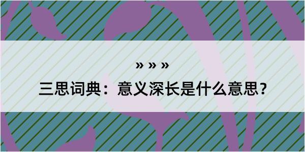 三思词典：意义深长是什么意思？