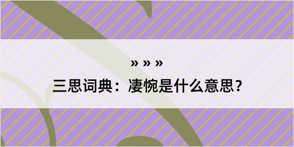 三思词典：凄惋是什么意思？