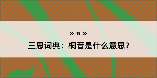 三思词典：桐音是什么意思？