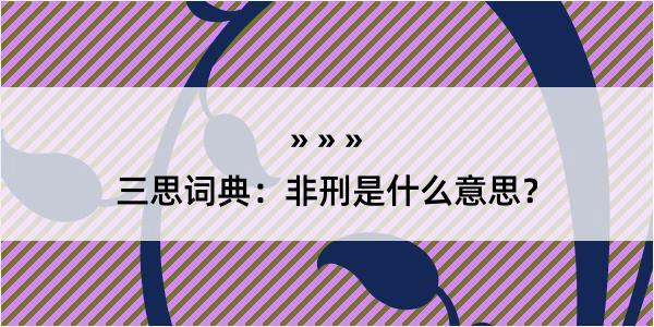 三思词典：非刑是什么意思？