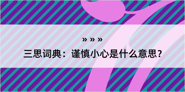 三思词典：谨慎小心是什么意思？