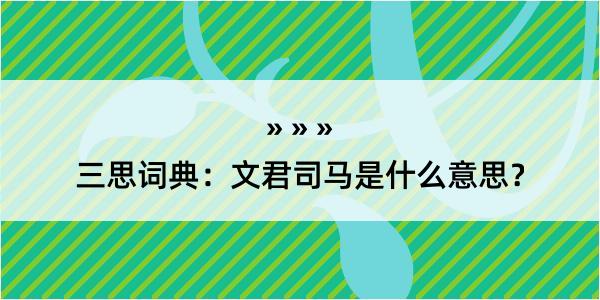 三思词典：文君司马是什么意思？