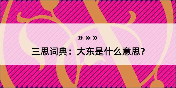 三思词典：大东是什么意思？