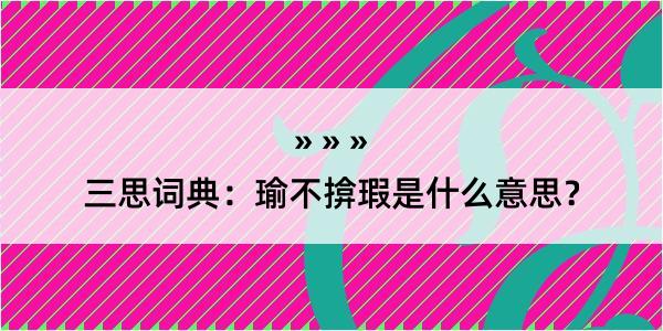 三思词典：瑜不揜瑕是什么意思？