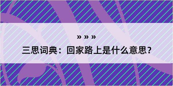 三思词典：回家路上是什么意思？