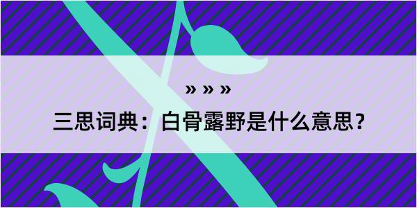 三思词典：白骨露野是什么意思？