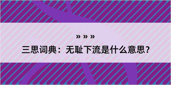 三思词典：无耻下流是什么意思？