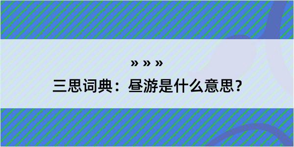 三思词典：昼游是什么意思？