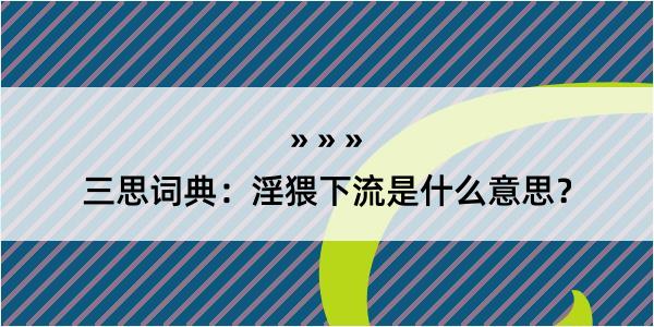 三思词典：淫猥下流是什么意思？