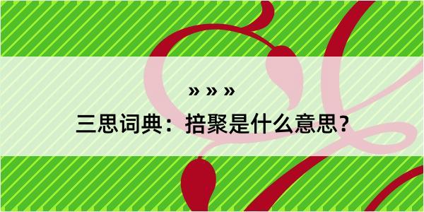 三思词典：掊聚是什么意思？