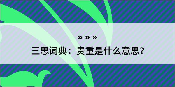 三思词典：贵重是什么意思？