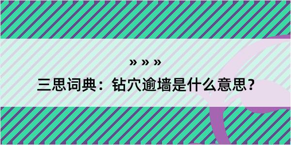 三思词典：钻穴逾墙是什么意思？