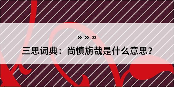 三思词典：尚慎旃哉是什么意思？