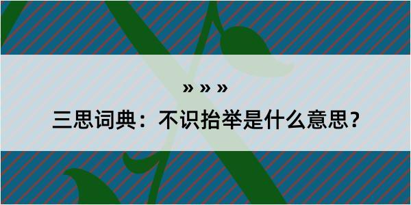 三思词典：不识抬举是什么意思？