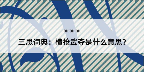 三思词典：横抢武夺是什么意思？