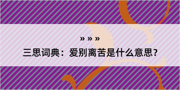 三思词典：爱别离苦是什么意思？