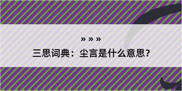 三思词典：尘言是什么意思？