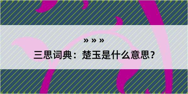 三思词典：楚玉是什么意思？