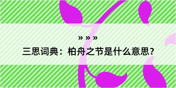 三思词典：柏舟之节是什么意思？