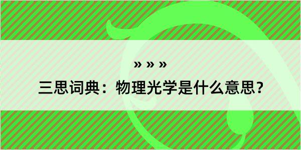 三思词典：物理光学是什么意思？