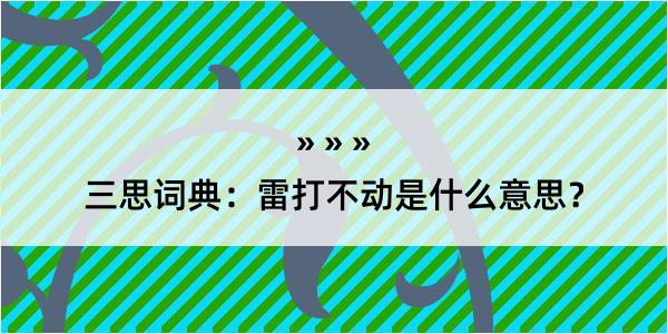 三思词典：雷打不动是什么意思？