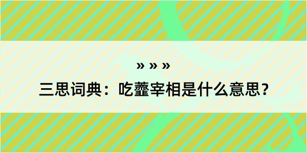 三思词典：吃虀宰相是什么意思？