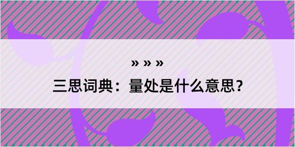 三思词典：量处是什么意思？