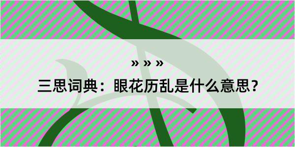 三思词典：眼花历乱是什么意思？