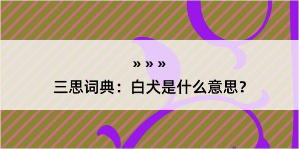 三思词典：白犬是什么意思？