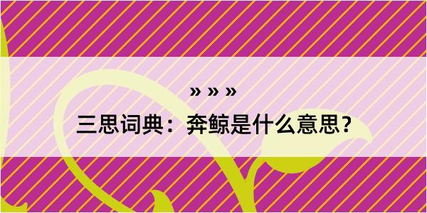 三思词典：奔鲸是什么意思？