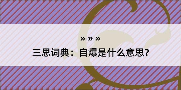 三思词典：自爆是什么意思？