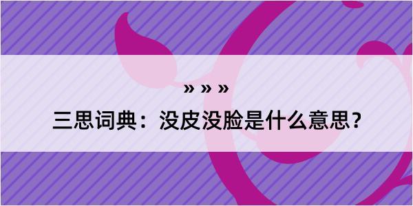 三思词典：没皮没脸是什么意思？