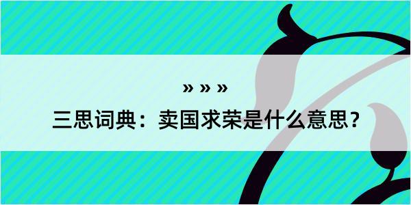 三思词典：卖国求荣是什么意思？