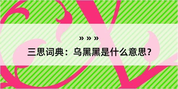 三思词典：乌黑黑是什么意思？