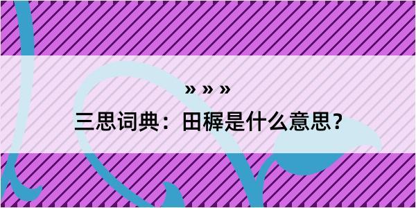 三思词典：田稺是什么意思？