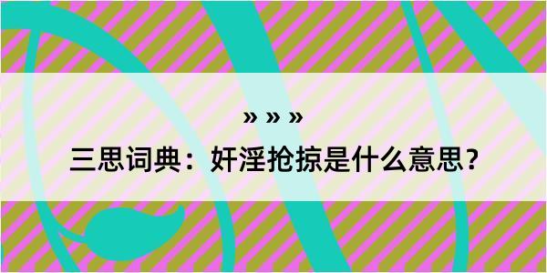 三思词典：奸淫抢掠是什么意思？