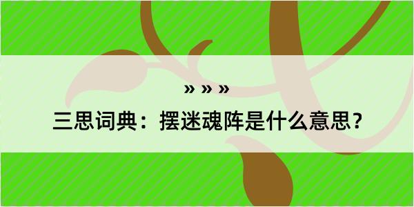 三思词典：摆迷魂阵是什么意思？