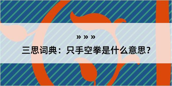 三思词典：只手空拳是什么意思？