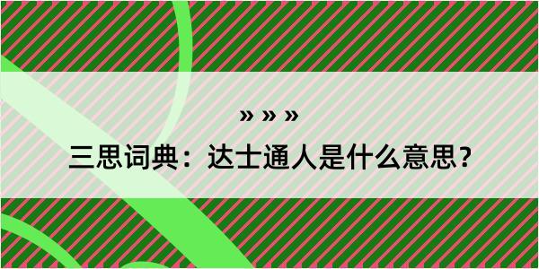 三思词典：达士通人是什么意思？