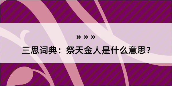 三思词典：祭天金人是什么意思？