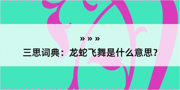 三思词典：龙蛇飞舞是什么意思？