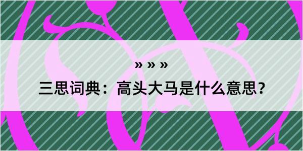 三思词典：高头大马是什么意思？