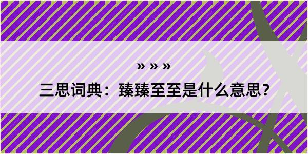 三思词典：臻臻至至是什么意思？