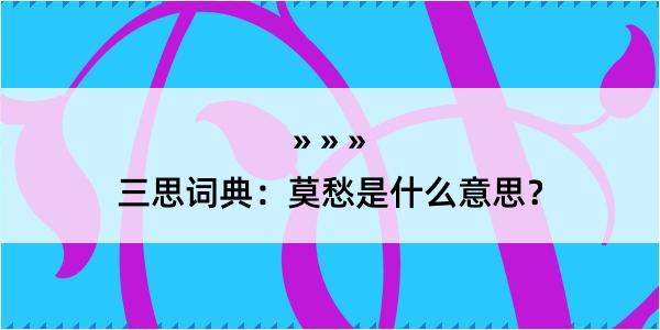 三思词典：莫愁是什么意思？