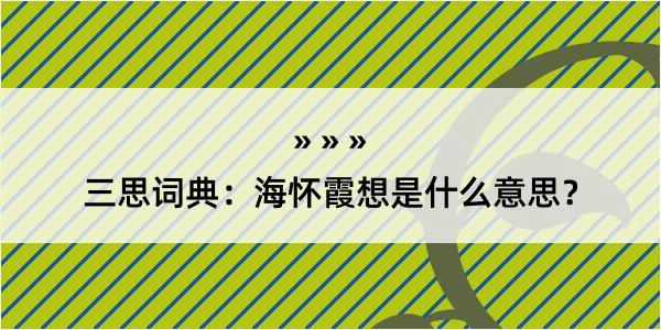 三思词典：海怀霞想是什么意思？