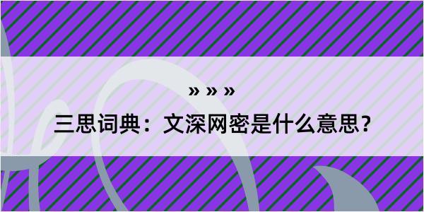 三思词典：文深网密是什么意思？