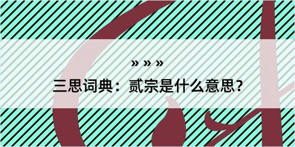 三思词典：贰宗是什么意思？