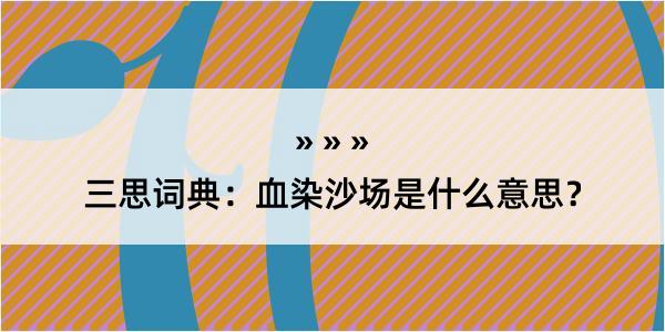 三思词典：血染沙场是什么意思？